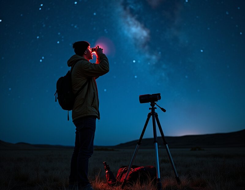 Stjärnskådning för nybörjare – enkel guide 1 Nybörjare som tittar på stjärnhimlen från en mörk plats