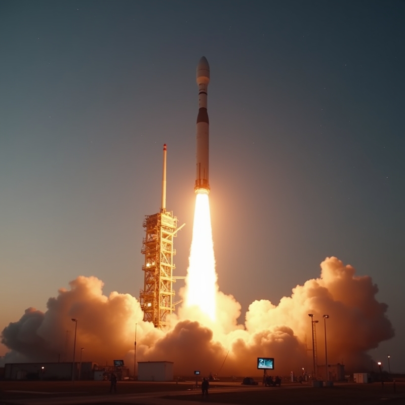 Hem 12 Raketu uppskjutning mot stjärnhimlen under ett nytt rymduppdrag