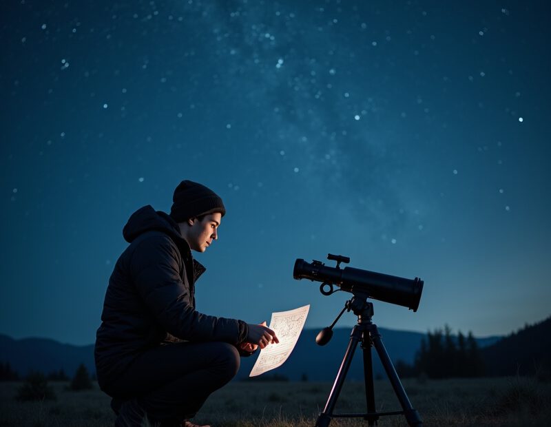 Bästa tipsen om vad är astronomi för nybörjare 1 Nybörjare tittar på stjärnhimlen med kikare en klar kväll