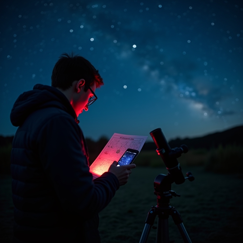 Hem 5 Stjärnkarta och mobilapp under klar natthimmel för nybörjare