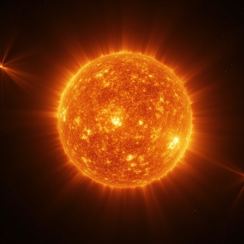 Hem 3 Solen som lysande gulvit stjärna i rymden med mörk bakgrund