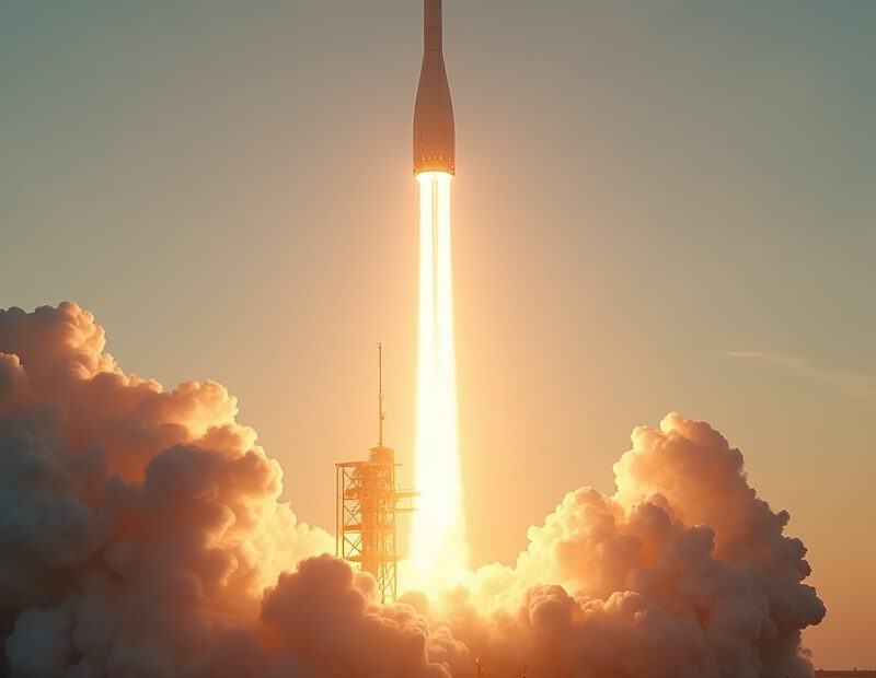 NASA nyheter för nybörjare – enkel guide 1 Raketu uppskjutning från NASA med ljus himmel och rök