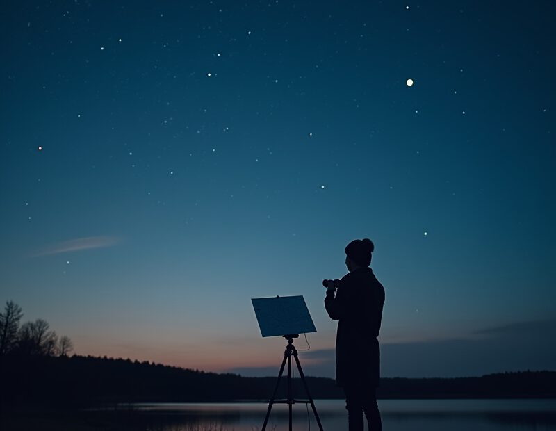 Nybörjare som tittar på stjärnhimlen under en klar kväll