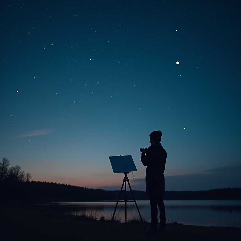 Nybörjare som tittar på stjärnhimlen under en klar kväll