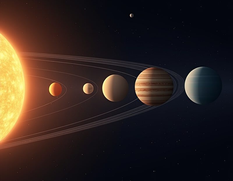 Solsystemet – enkel översikt över planeterna 1 Illustration av solen och planeterna i solsystemet i ordning