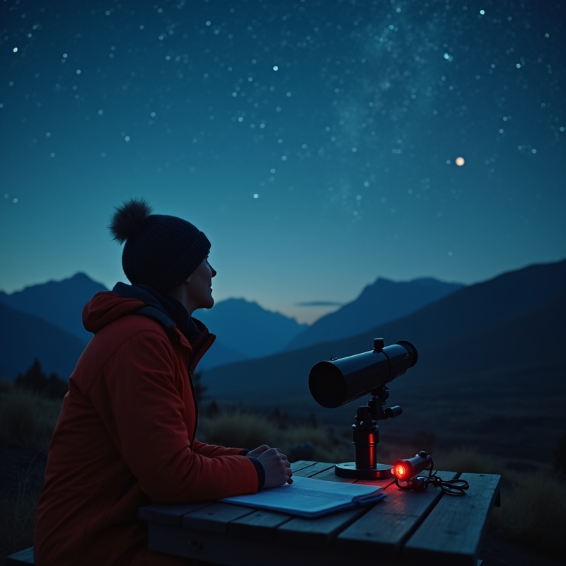 Hem 7 Nybörjare som tittar på natthimlen med kikare och stjärnkarta
