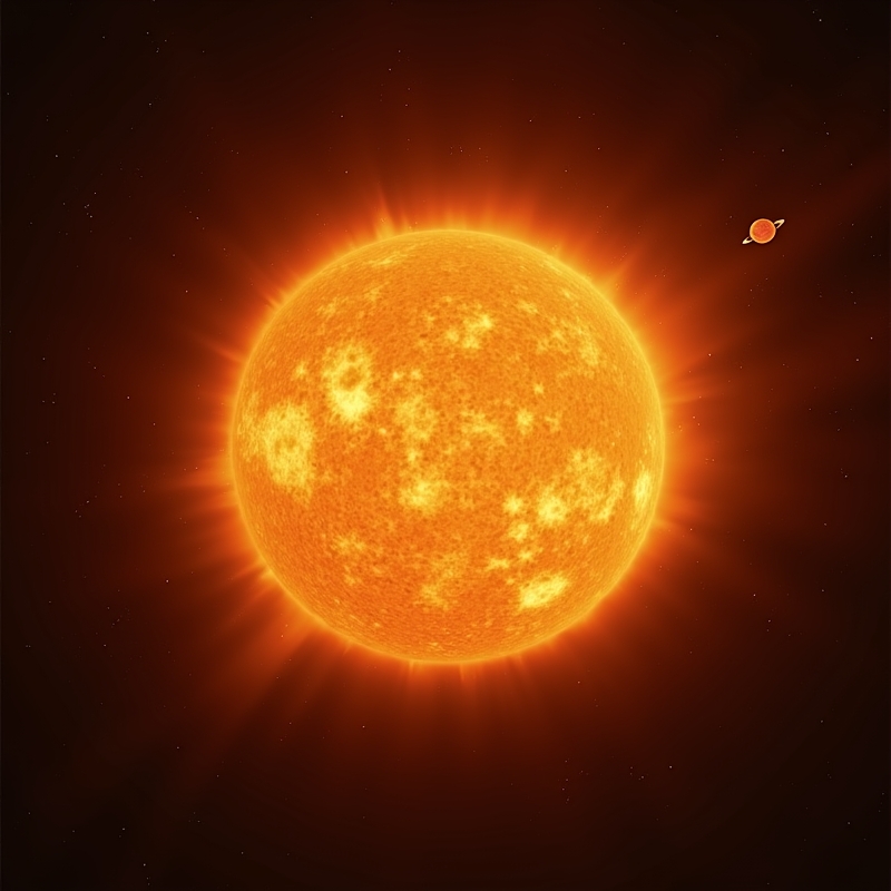 Hem 6 Illustration av solen med markerade vanliga missförstånd om storlek och observation