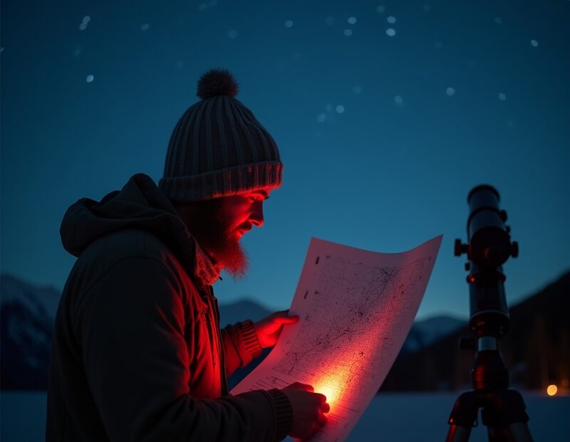 Vanliga misstag om stjärnkartor och hur du gör rätt 1 Person använder stjärnkarta utomhus under klar natthimmel