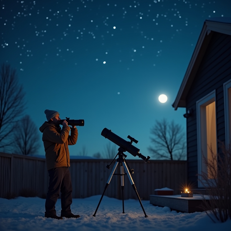 Hem 7 Nybörjare som tittar på stjärnhimlen med kikare en klar kväll