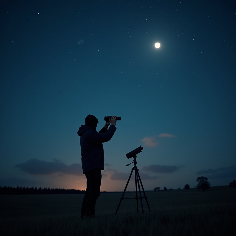 Hem 4 Natthimlen över mörk plats med månen och tydliga stjärnor