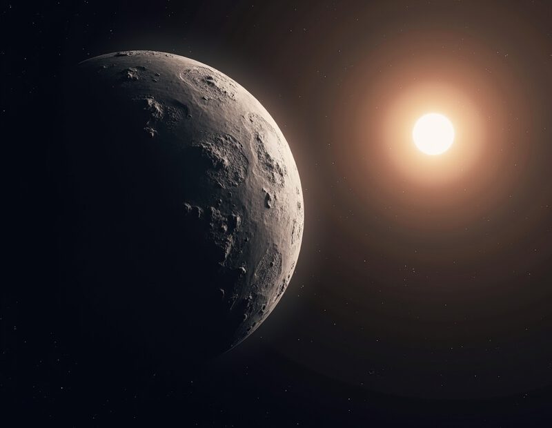 Merkurius som grå stenplanet nära solen i rymden