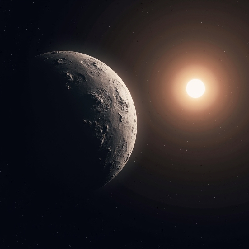 Hem 6 Merkurius som grå stenplanet nära solen i rymden