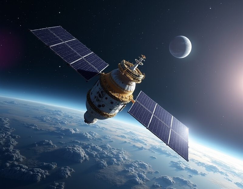 ESA:s viktigaste uppdrag just nu för nybörjare 1 Illustration av europeiskt rymduppdrag med satellit och planet i bakgrunden