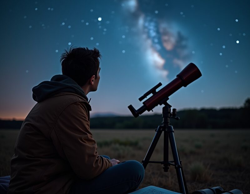 Nybörjare tittar på stjärnhimlen och lär sig astronomiska grundbegrepp