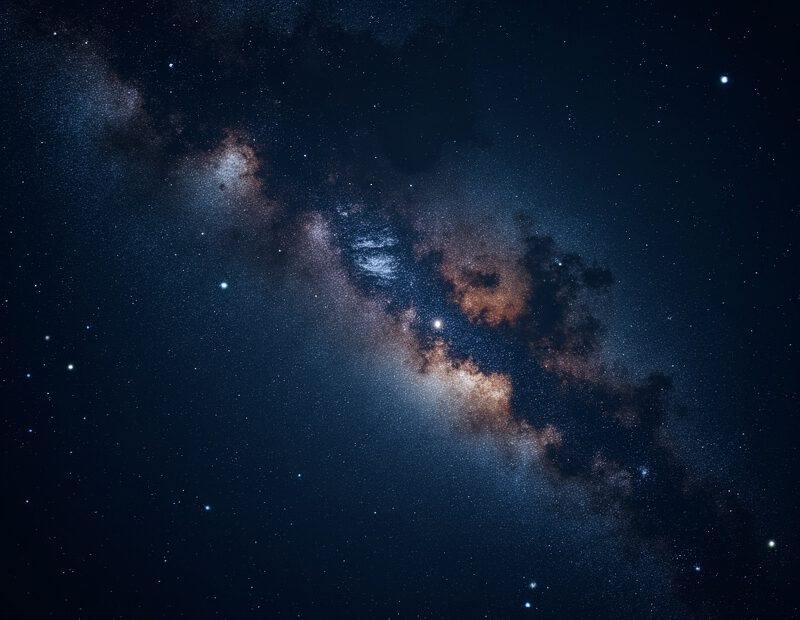 Lysande stjärnor i Vintergatan mot en mörk natthimmel