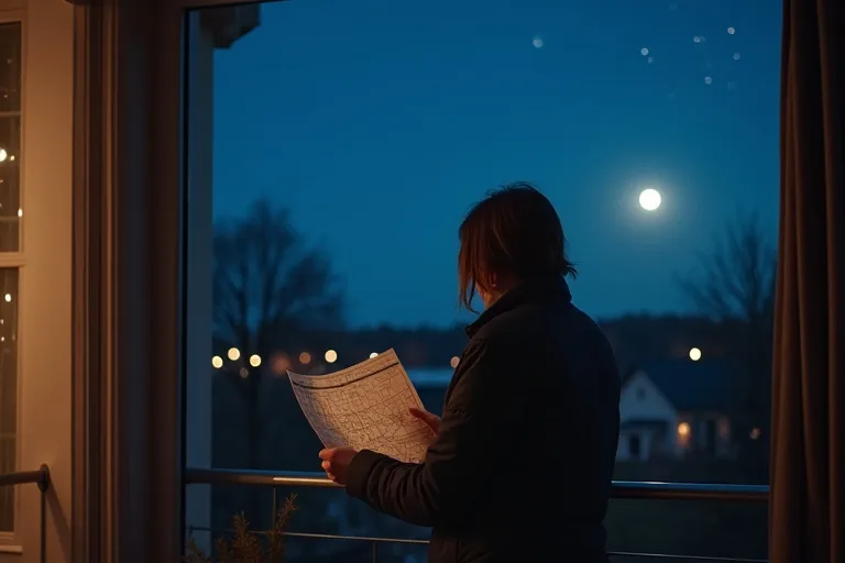 Person som börjar med astronomi hemma under natthimlen