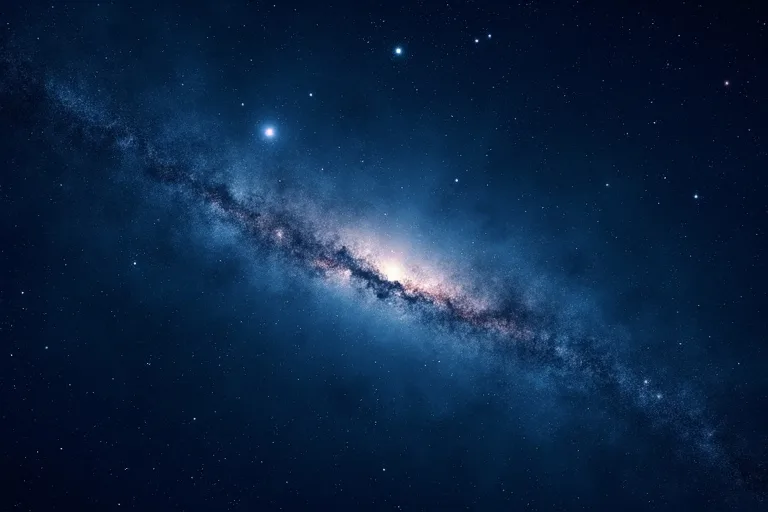 Så fungerar universum på ett enkelt sätt 3 Djup stjärnhimmel med flera ljusa stjärnor och mjuk kosmisk struktur