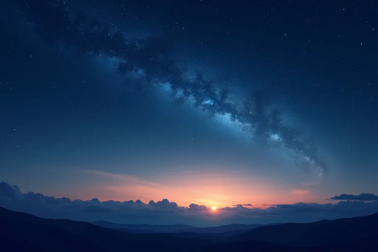 Hur hänger universum ihop med det du ser på himlen? 3 Mörk natthimmel där Vintergatans band syns svagt ovanför landskapet