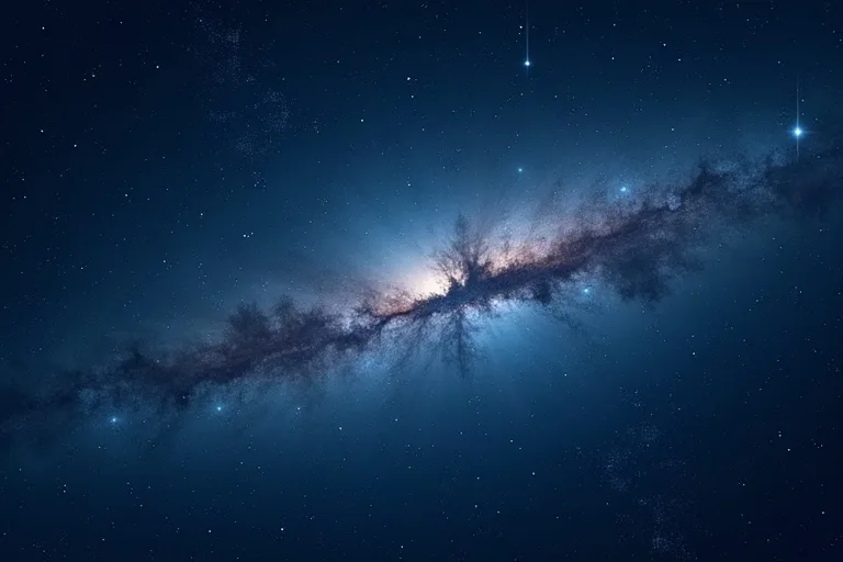 Lugn illustrerad natthimmel med galaxer och stjärnor i naturliga färger
