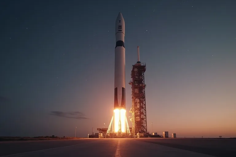 SpaceX Starship just nu: läget, bakgrunden och nästa steg 4 Starship före uppskjutning med tydlig redaktionell känsla och djup himmel i bakgrunden