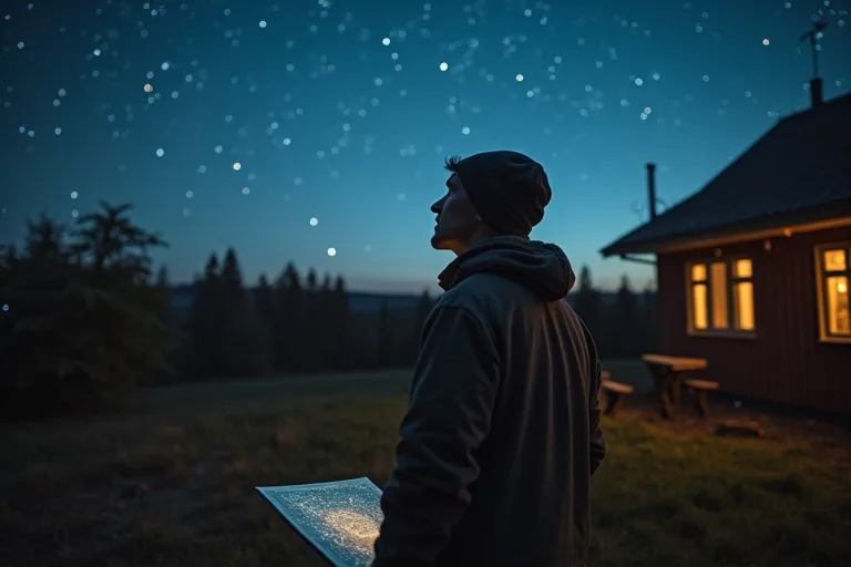 Vad kan man se med blotta ögat en klar kväll? Så kommer du igång 3 Nybörjare med stjärnkarta vid en mörk plats i svensk natur