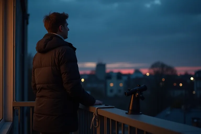 Stjärnskådning på balkong – vad som fungerar och vad som inte gör det 4 Person som gör anteckningar om observationsförhållanden inför en kväll med stjärnskådning