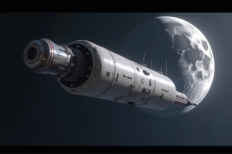 Artemis-programmet och de större frågorna inom astronomi 4 Rymdfarkost och jordskiva i en trovärdig redaktionell illustration av månutforskning