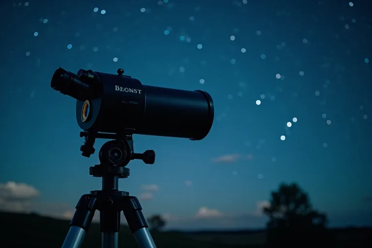 Så väljer du kikare för stjärnskådning som nybörjare 2 Kikare för astronomi ligger redo på ett enkelt stöd vid en mörk observationsplats