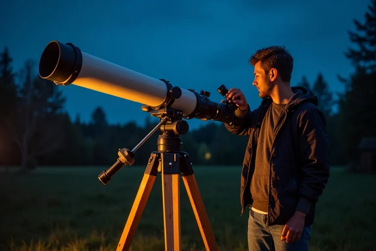 Hur väljer man Dobson-teleskop som nybörjare? 4 En lugn observationsplats med Dobson-teleskop under natthimlen