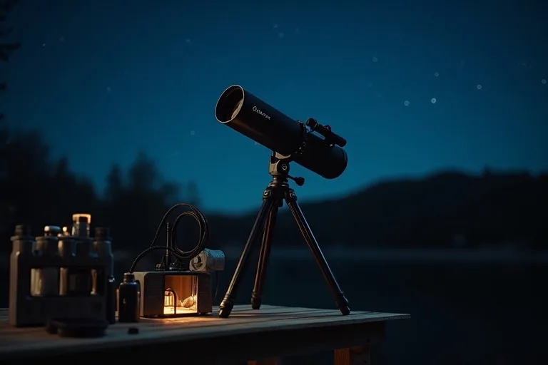 Vanliga misstag när man köper kikare för stjärnskådning 3 Bred kikare för astronomi placerad på bord inför kvällsobservation