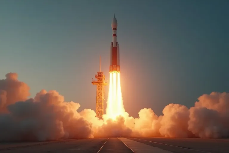 Modern raketuppskjutning vid startplattformen 1