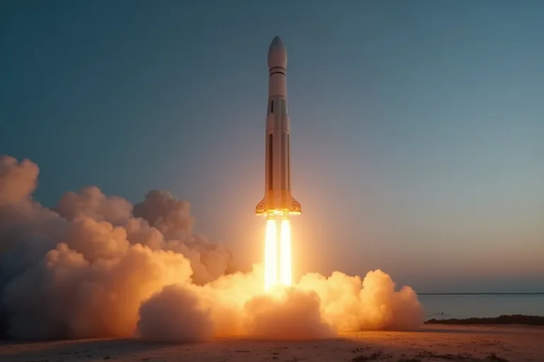 Modern raketuppskjutning vid startplattformen 2