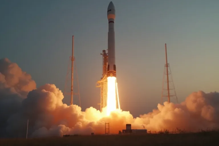 Modern raketuppskjutning vid startplattformen