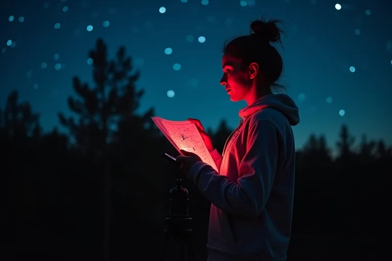 Stjärnkarta i användning på natthimlen