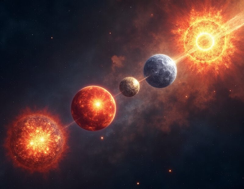Illustration av stjärnors livscykel från nebulosa till supernova
