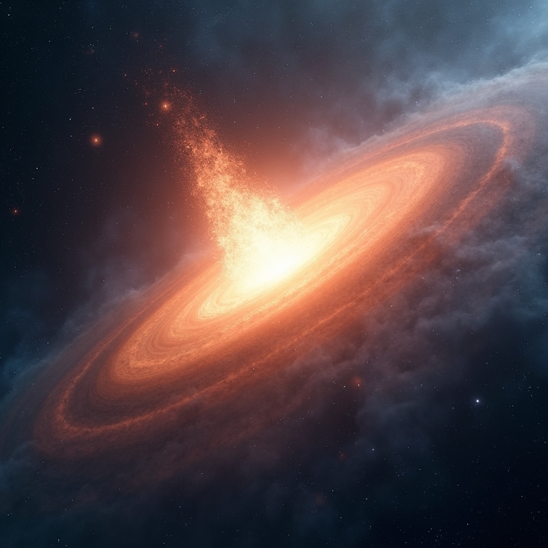 Lysande supernova som expanderar i rymden nära mörka gasmoln