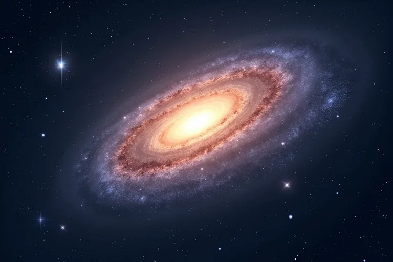 Vad är galaxer? En enkel förklaring för nybörjare 3 Detaljerad bild av en spiralgalax med mjuka färgtoner och stjärnfält