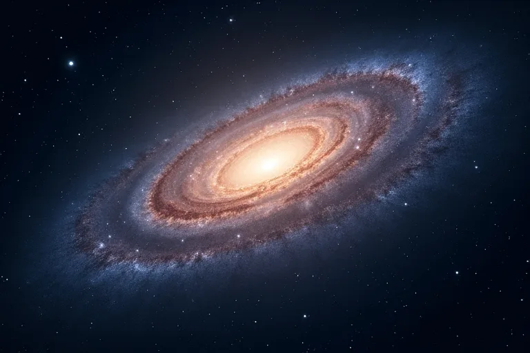 Vad är galaxer? En enkel förklaring för nybörjare 4 Realistisk spiralgalax med mörk himmel och svag stjärnbakgrund