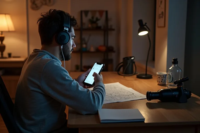 Podcasts om rymden för nybörjare: vilka som hjälper mest i början 2 Anteckningar, kikare och mobiltelefon för enkel astronomilyssning hemma