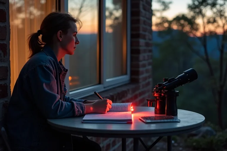 Vanliga misstag när du använder astronomiböcker 3 Planering inför stjärnskådning med bok, anteckningar och enkel utrustning på ett bord i kvällsljus
