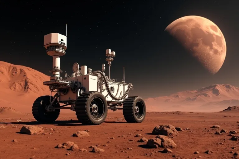 Hur Marsutforskning hänger ihop med större frågor inom astronomi 2 Forskningsinriktad vy av en Marsrover i ett lugnt rymdmiljöperspektiv