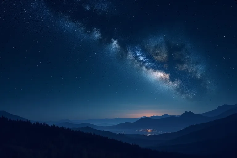 Vintergatans ljusa band över en mörk stjärnhimmel