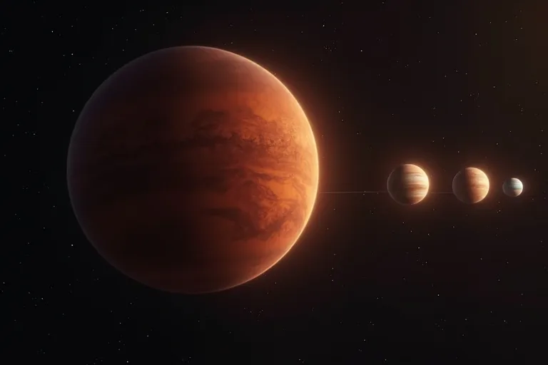 De inre planeterna runt solen med Mars tydligt markerad som fjärde planet