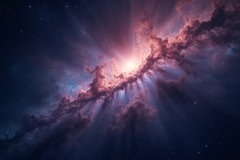 Utsnitt av djupa rymden med nebulosa och spridda stjärnor