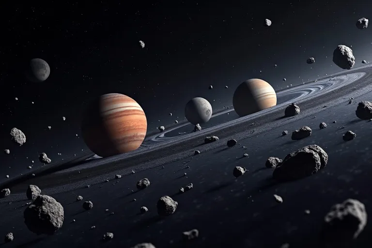 Asteroidbältet i ett lugnt, realistiskt solsystemsperspektiv