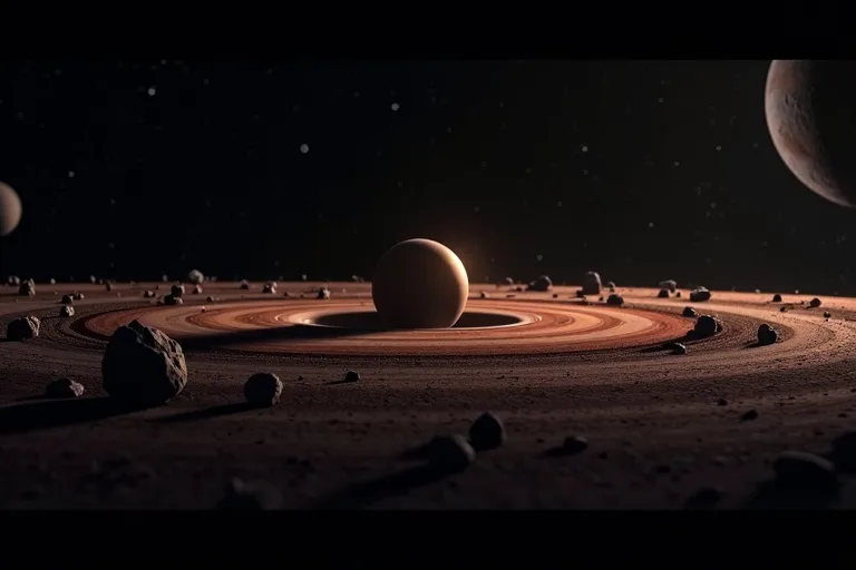 Asteroidbältet mellan Mars och Jupiter i solsystemet