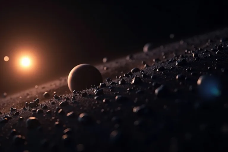 Mars och Jupiter med asteroidbältet mellan sig i solsystemet