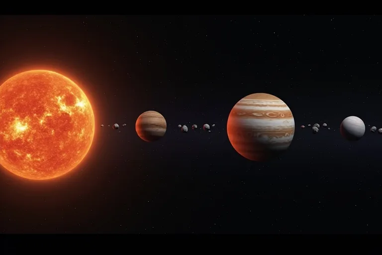 Närbild av små asteroider i asteroidbältet mot mörk rymdbakgrund