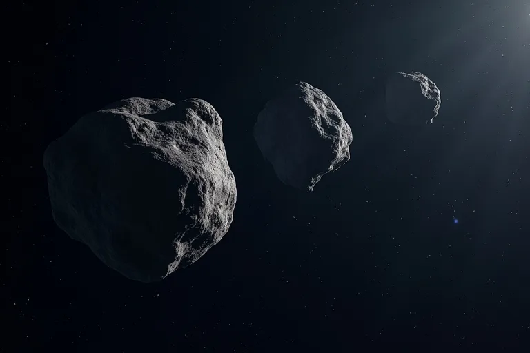 Teleskop som observerar en nära jorden-asteroid mot mörk himmel
