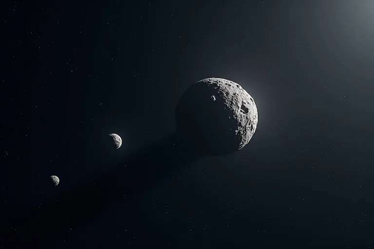 Rymdsond och asteroid i ett realistiskt vetenskapligt sammanhang